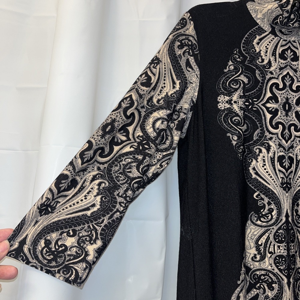 Ronnie Nicole Women's Dress Long Sleeve Sz 12 Black & Taupe Paisley Lined NWT - Picture 5 of 12